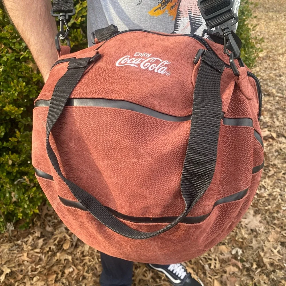 Rare 90s Textured Coca Cola Basketball Shaped Novelty Gym Bag